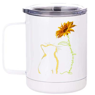 Cat T, You Are My Sunshine , Cute Cat 12 oz Stainless Steel Tumbler Cup