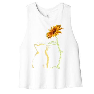 Cat T, You Are My Sunshine , Cute Cat Women's Racerback Cropped Tank