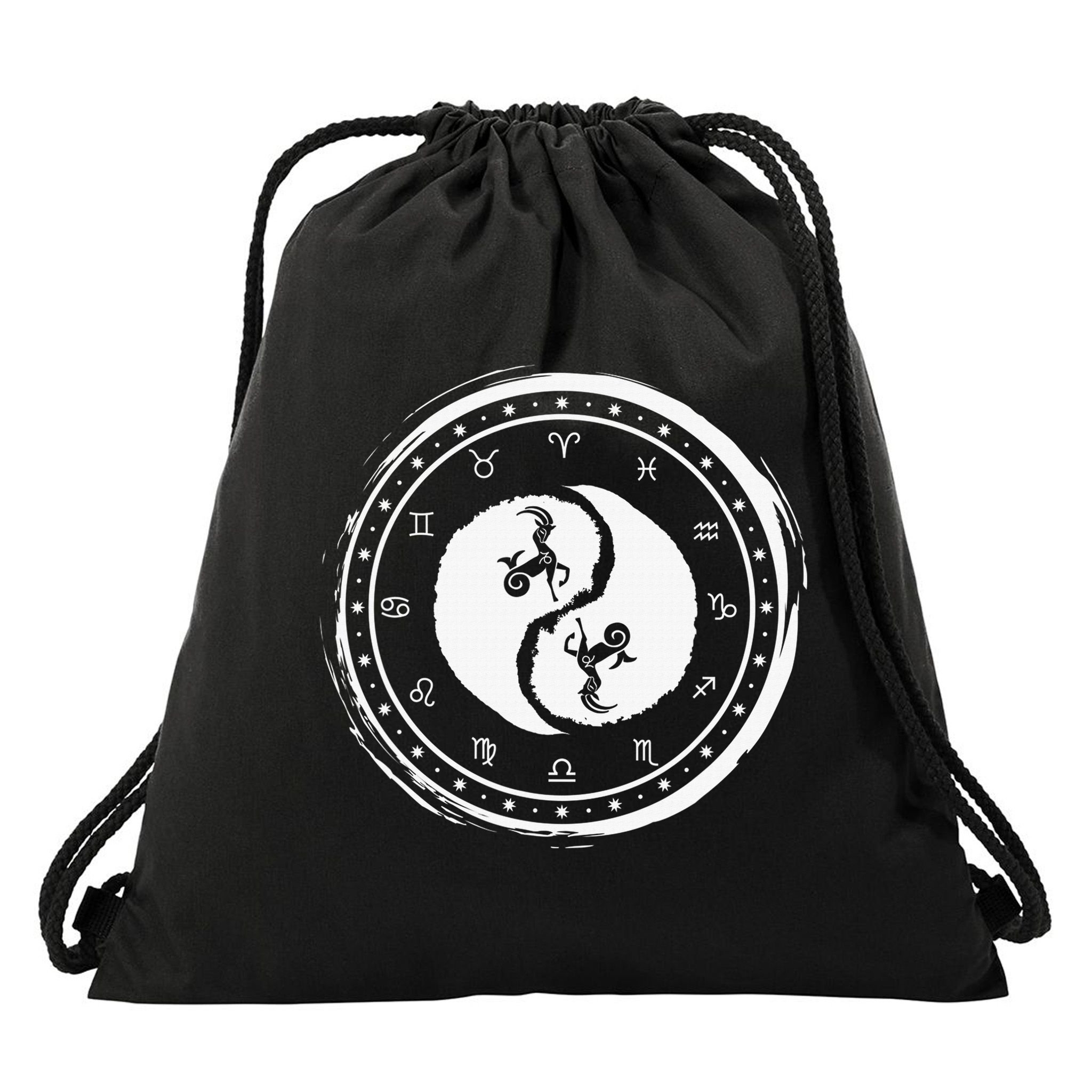 Capricorn Tenth Zodiac Sign Yin Yang Funny Drawstring Bag