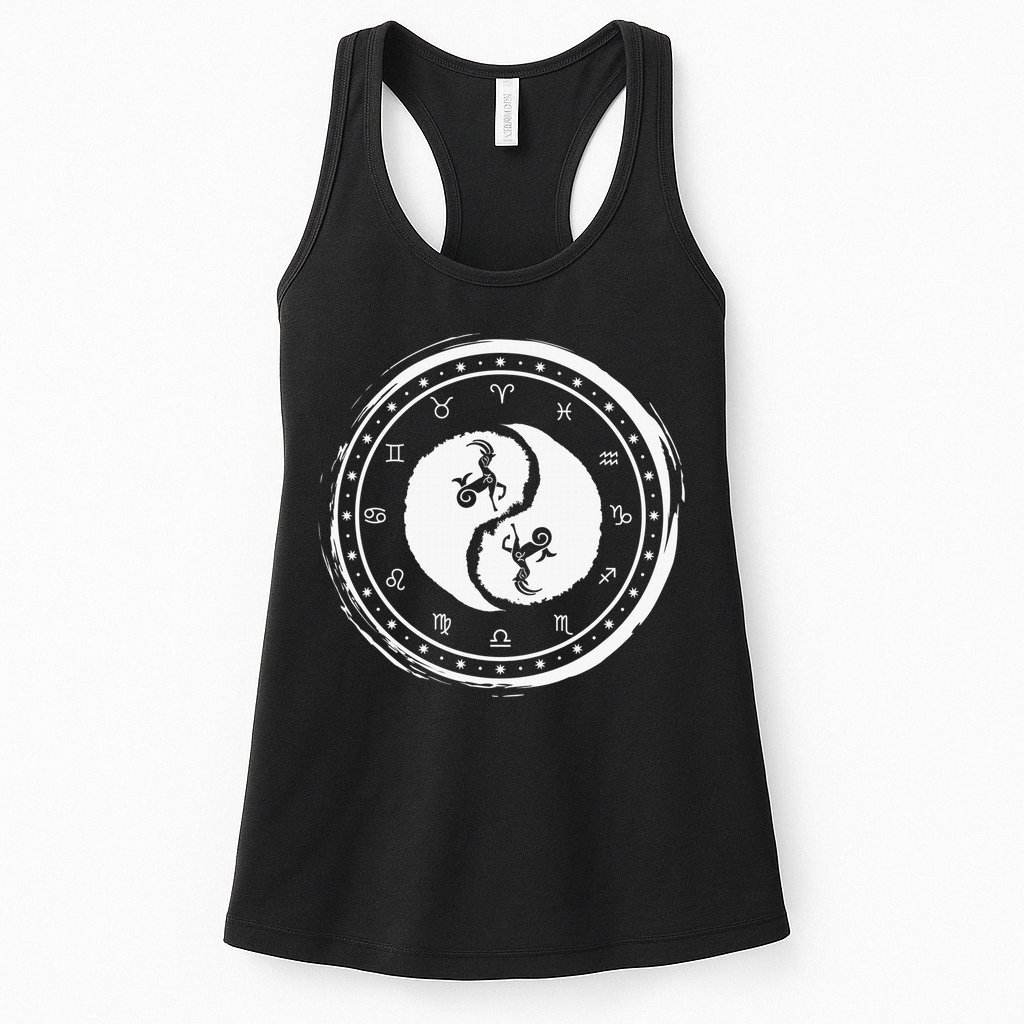 Capricorn Tenth Zodiac Sign Yin Yang Funny Womens Tank Top