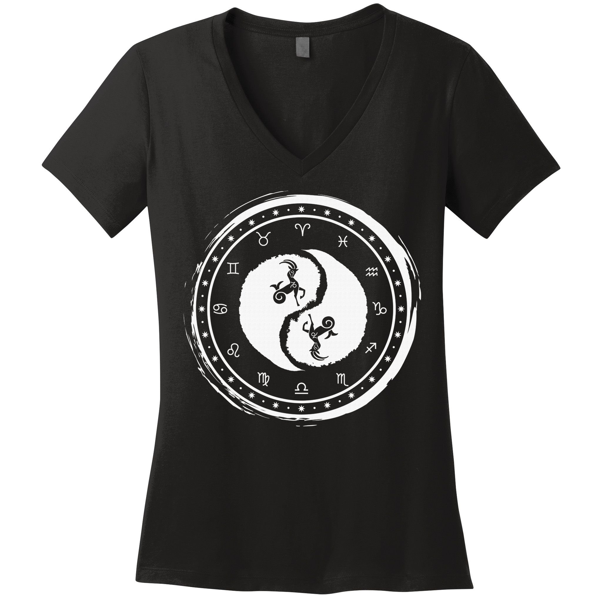 Capricorn Tenth Zodiac Sign Yin Yang Funny Women's V-Neck T-Shirt