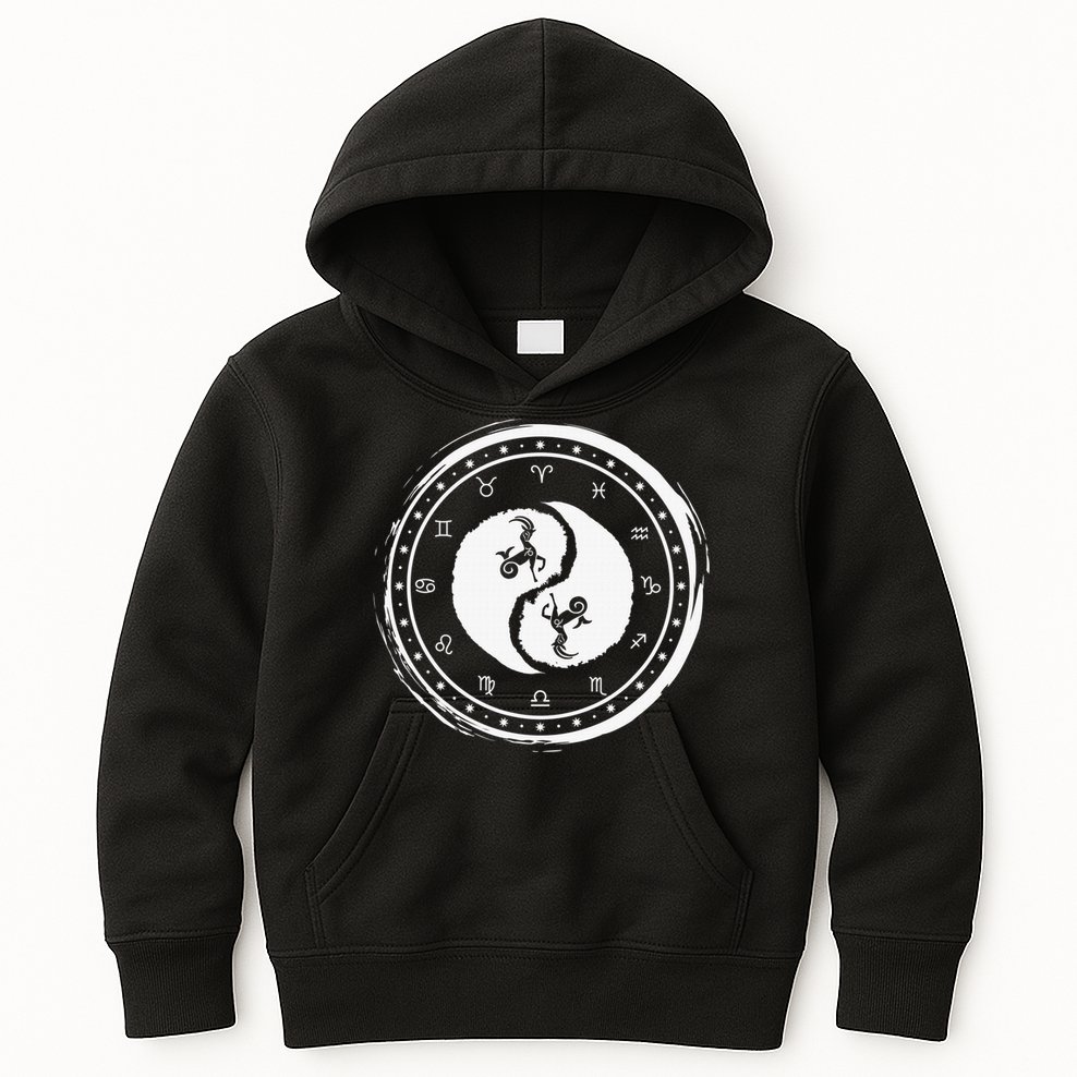 Capricorn Tenth Zodiac Sign Yin Yang Funny Kids Hoodie