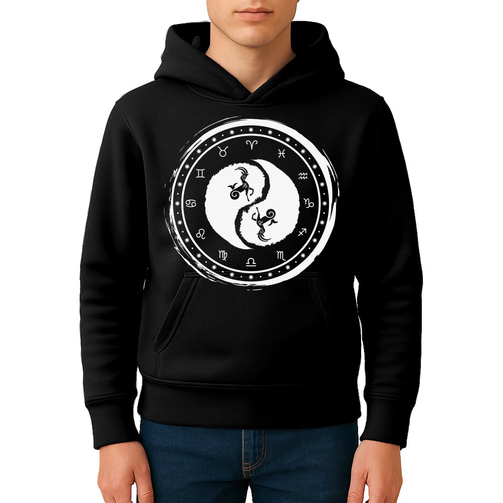 Capricorn Tenth Zodiac Sign Yin Yang Funny Kids Hoodie