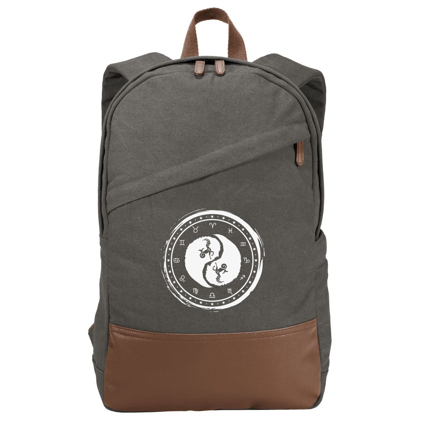 Capricorn Tenth Zodiac Sign Yin Yang Funny Cotton Canvas Backpack