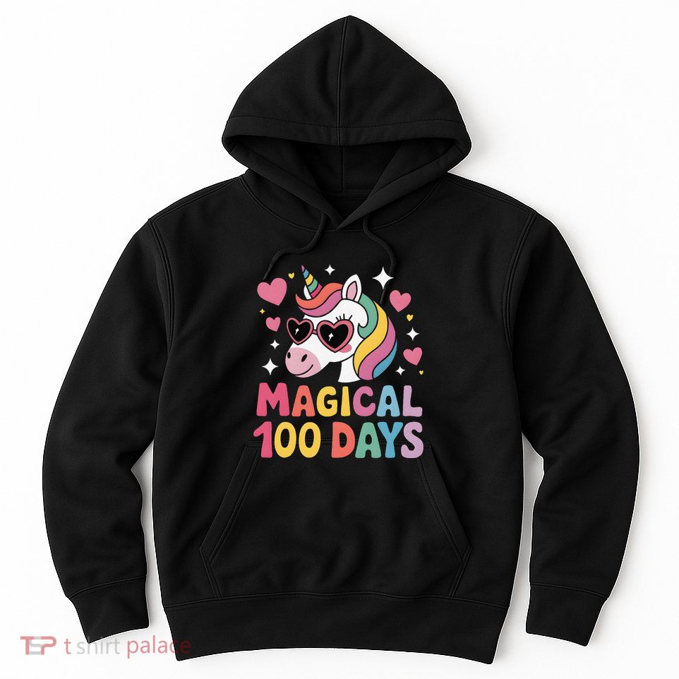 Colorful Unicorn 100 Days Milestone Celebration Gift Hoodie