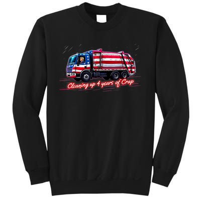 Cleaning Up 4 Year Of Crap Funny Trump Garbage America Flag Sweatshirt