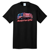 Cleaning Up 4 Year Of Crap Funny Trump Garbage America Flag Tall T-Shirt