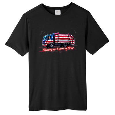 Cleaning Up 4 Year Of Crap Funny Trump Garbage America Flag Tall Fusion ChromaSoft Performance T-Shirt