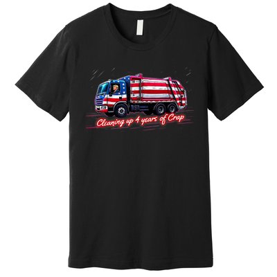 Cleaning Up 4 Year Of Crap Funny Trump Garbage America Flag Premium T-Shirt