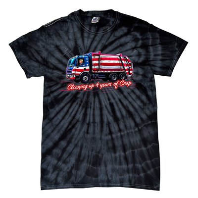 Cleaning Up 4 Year Of Crap Funny Trump Garbage America Flag Tie-Dye T-Shirt