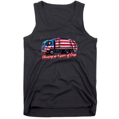 Cleaning Up 4 Year Of Crap Funny Trump Garbage America Flag Tank Top