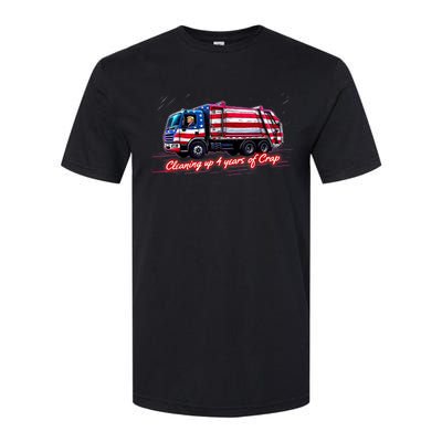 Cleaning Up 4 Year Of Crap Funny Trump Garbage America Flag Softstyle CVC T-Shirt