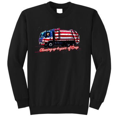 Cleaning Up 4 Year Of Crap Funny Trump Garbage America Flag Sweatshirt