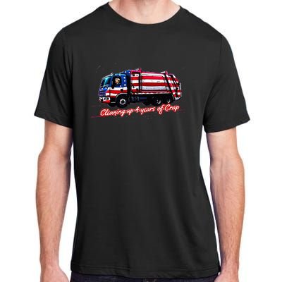 Cleaning Up 4 Year Of Crap Funny Trump Garbage America Flag Adult ChromaSoft Performance T-Shirt