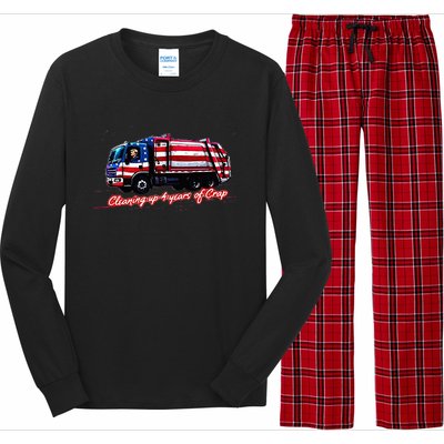 Cleaning Up 4 Year Of Crap Funny Trump Garbage America Flag Long Sleeve Pajama Set