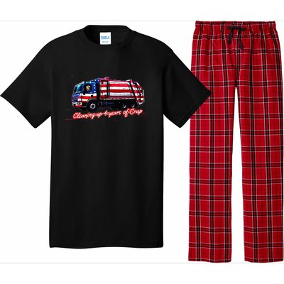 Cleaning Up 4 Year Of Crap Funny Trump Garbage America Flag Pajama Set