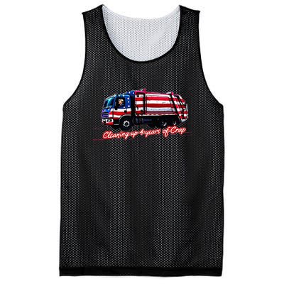 Cleaning Up 4 Year Of Crap Funny Trump Garbage America Flag Mesh Reversible Basketball Jersey Tank