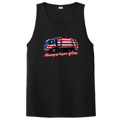 Cleaning Up 4 Year Of Crap Funny Trump Garbage America Flag PosiCharge Competitor Tank