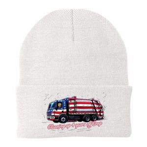 Cleaning Up 4 Years Of Crap Vote Trump 2024 Election Garbage Knit Cap Winter Beanie