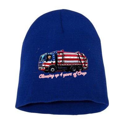 Cleaning Up 4 Years Of Crap Vote Trump 2024 Short Acrylic Beanie