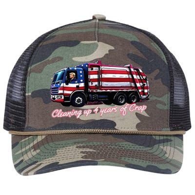 Cleaning Up 4 Years Of Crap Vote Trump 2024 Retro Rope Trucker Hat Cap