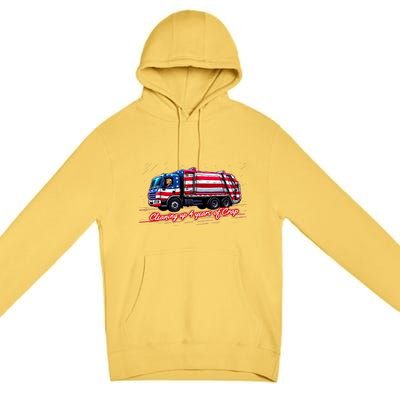 Cleaning Up 4 Year Of Crap Funny Trump Garbage America Flag Premium Pullover Hoodie