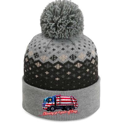 Cleaning Up 4 Year Of Crap Funny Trump Garbage America Flag The Baniff Cuffed Pom Beanie