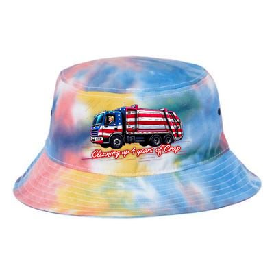 Cleaning Up 4 Year Of Crap Funny Trump Garbage America Flag Tie Dye Newport Bucket Hat