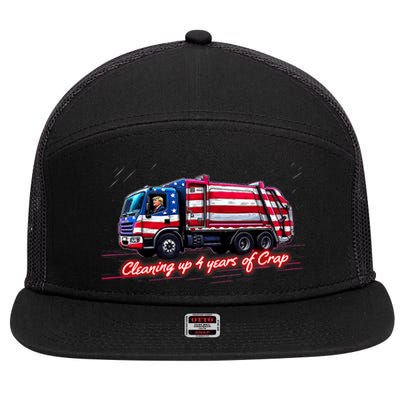 Cleaning Up 4 Year Of Crap Funny Trump Garbage America Flag 7 Panel Mesh Trucker Snapback Hat