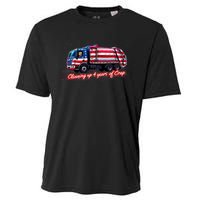 Cleaning Up 4 Year Of Crap Funny Trump Garbage America Flag Cooling Performance Crew T-Shirt