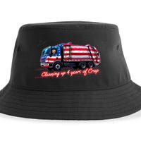 Cleaning Up 4 Year Of Crap Funny Trump Garbage America Flag Sustainable Bucket Hat