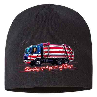 Cleaning Up 4 Year Of Crap Funny Trump Garbage America Flag Sustainable Beanie