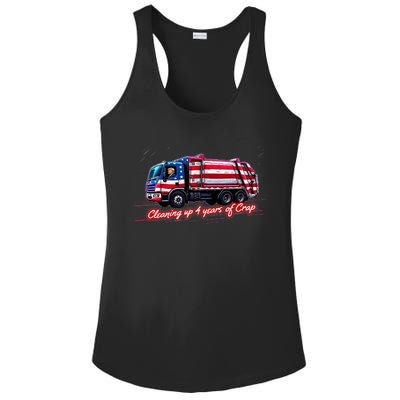 Cleaning Up 4 Year Of Crap Funny Trump Garbage America Flag Ladies PosiCharge Competitor Racerback Tank