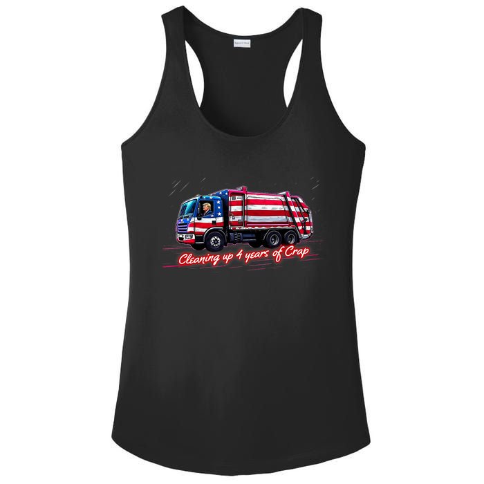 Cleaning Up 4 Year Of Crap Funny Trump Garbage America Flag Ladies PosiCharge Competitor Racerback Tank