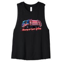 Cleaning Up 4 Year Of Crap Funny Trump Garbage America Flag Women's Racerback Cropped Tank