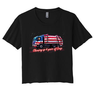 Cleaning Up 4 Year Of Crap Funny Trump Garbage America Flag Women's Crop Top Tee