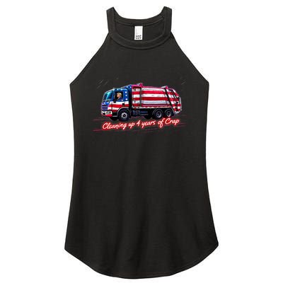 Cleaning Up 4 Year Of Crap Funny Trump Garbage America Flag Women's Perfect Tri Rocker Tank