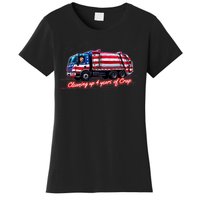 Cleaning Up 4 Year Of Crap Funny Trump Garbage America Flag Women's T-Shirt