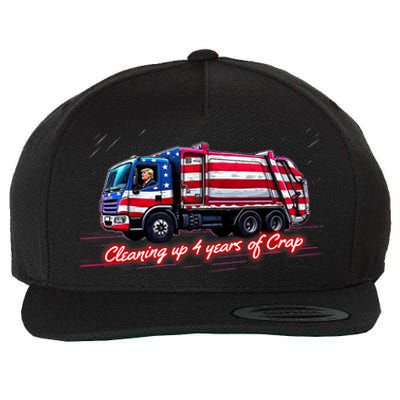 Cleaning Up 4 Year Of Crap Funny Trump Garbage America Flag Wool Snapback Cap