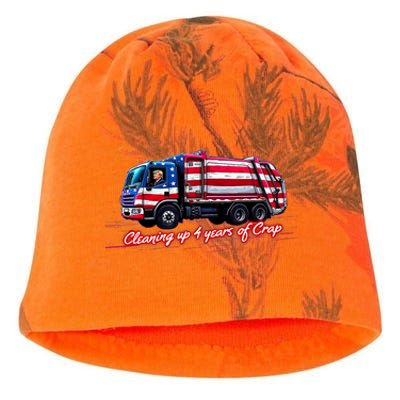 Cleaning Up 4 Year Of Crap Funny Trump Garbage America Flag Kati - Camo Knit Beanie