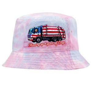 Cleaning Up 4 Year Of Crap Funny Trump Garbage America Flag Tie-Dyed Bucket Hat