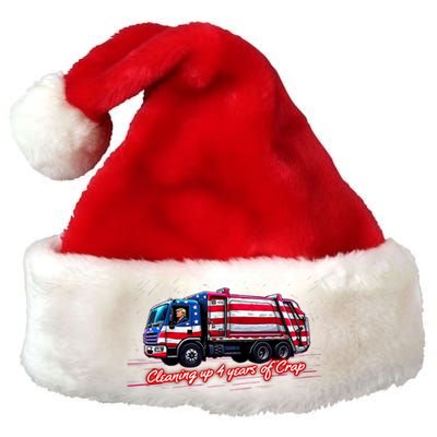 Cleaning Up 4 Year Of Crap Funny Trump Garbage America Flag Premium Christmas Santa Hat