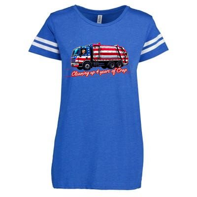 Cleaning Up 4 Year Of Crap Funny Trump Garbage America Flag Enza Ladies Jersey Football T-Shirt