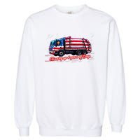 Cleaning Up 4 Year Of Crap Funny Trump Garbage America Flag Garment-Dyed Sweatshirt