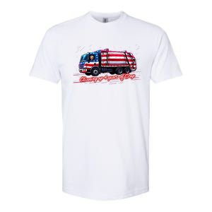 Cleaning Up 4 Year Of Crap Funny Trump Garbage America Flag Softstyle CVC T-Shirt