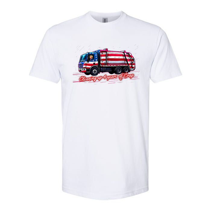 Cleaning Up 4 Year Of Crap Funny Trump Garbage America Flag Softstyle CVC T-Shirt