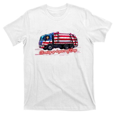 Cleaning Up 4 Year Of Crap Funny Trump Garbage America Flag T-Shirt