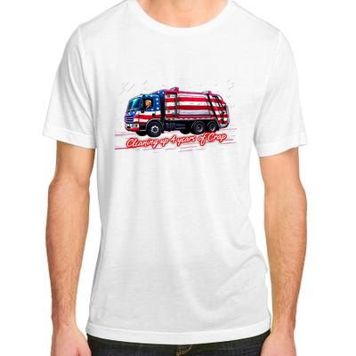 Cleaning Up 4 Year Of Crap Funny Trump Garbage America Flag Adult ChromaSoft Performance T-Shirt