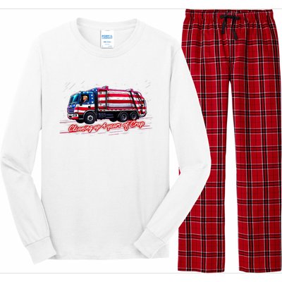 Cleaning Up 4 Year Of Crap Funny Trump Garbage America Flag Long Sleeve Pajama Set