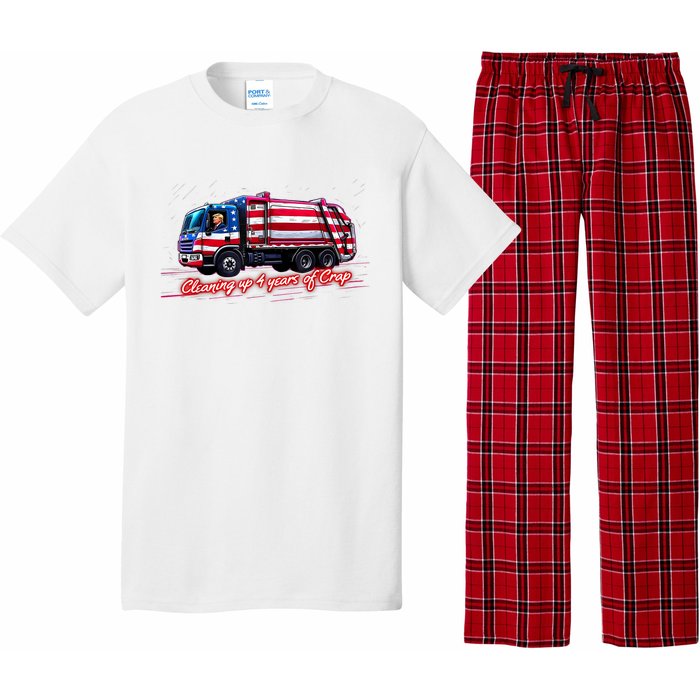 Cleaning Up 4 Year Of Crap Funny Trump Garbage America Flag Pajama Set